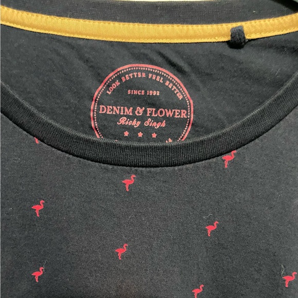 Denim & Flower Black w/ Pink Flamingos - Picture 3 of 3